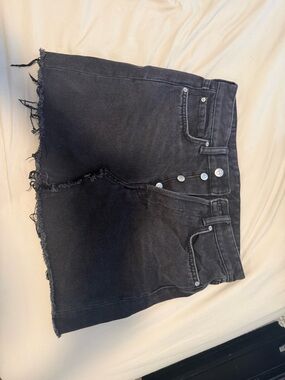Divided Black Frayed Button-Front Denim Mini Skirt